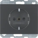 Hager wandcontactdoos verhoogd aanraakveilig inbouw 16A 250V RA KV Mat antraciet RAL 7021 IP20 47357006