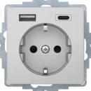 Hager Q.1/Q.3/Q.7 wandcontactdoos inbouw 16A 250V RA KV Mat aluminium RAL 9006 IP20 48046084