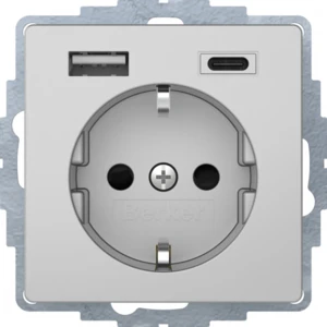 Hager Q.1/Q.3/Q.7 wandcontactdoos inbouw 16A 250V RA KV Mat aluminium RAL 9006 IP20 48046084