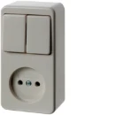 Hager wipschakelaar wandcontactdoos combinatie zonder ra opbouw wit IP20 61673540