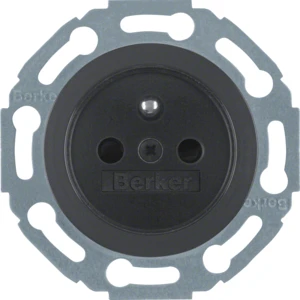 Hager 1930 wandcontactdoos + glasserie palazzo inbouw 16A 250V RA KV Glanzend zwart RAL 9005 IP20 67657901