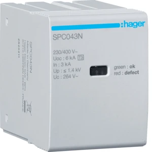 Hager Steekelement T3 N-PE Uc 264V In 3kA Uoc 6kV Up 1,4kV