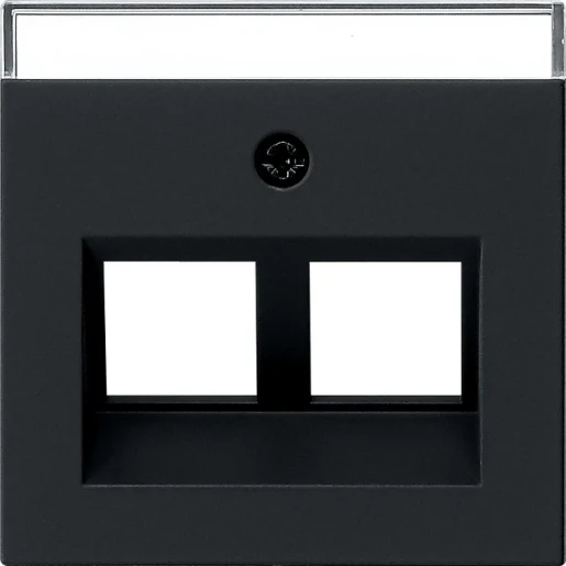 Gira System 55 afdekking 30° + tk voor draagring Modular-Jack Centraalplaat Met label zwart 2640005