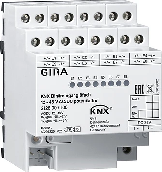 Gira Non-Design Binaire ingang bussysteem 8-voudig 12V AC/DC KNX DIN-rail 212800