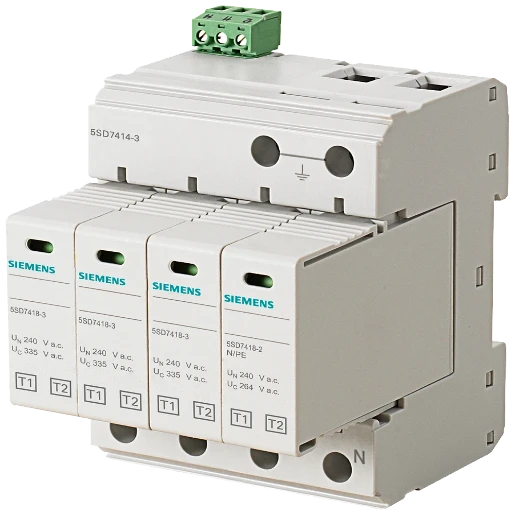 Siemens Surge protector Lightning conductor T1/T2 UN 240/400 V UC 335/264 V A.C. pluggable protective modules 3+1 circuit (TN-S TT)