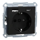 Merten Systeem M wandcontactdoos gerecycled kunststof inbouw 16A 250V RA KV Mat zwart RAL 9005 IP20 MEG2367-0403