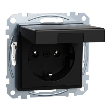 Merten Systeem M wandcontactdoos gerecycled kunststof inbouw 16A 250V RA Mat zwart RAL 9005 IP20 MEG2311-0403