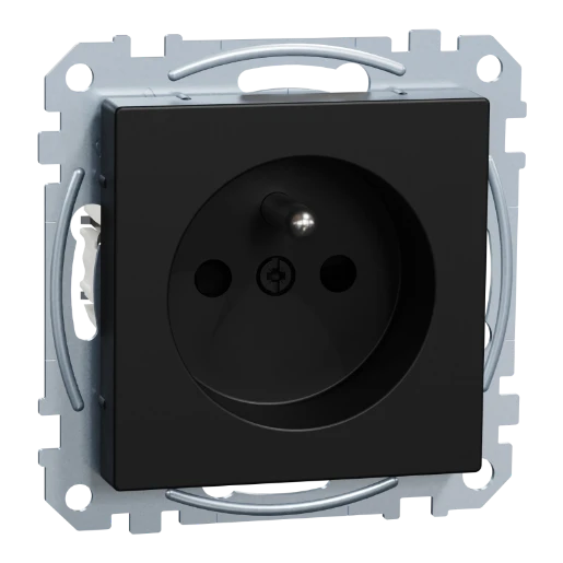 Merten Systeem M wandcontactdoos gerecycled kunststof inbouw 16A 250V RA KV Mat zwart RAL 9005 IP20 MEG2500-0403