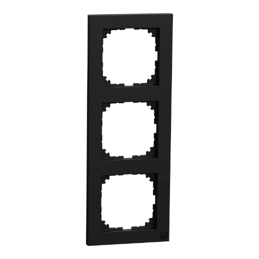 Merten Systeem M Pure afdekraam ocean plastic systeem M 3-voudig Horizontaal en verticaal Zwart RAL 9005 IP20 MEG4030-3603