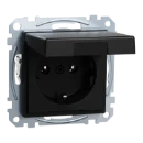 Merten Systeem M wandcontactdoos gerecycled kunststof inbouw 16A 250V RA Mat zwart RAL 9005 IP20 MEG2311-0403