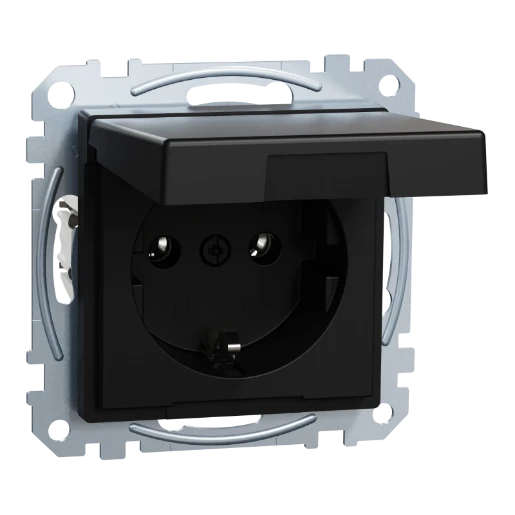 Merten Systeem M wandcontactdoos gerecycled kunststof inbouw 16A 250V RA Mat zwart RAL 9005 IP20 MEG2311-0403