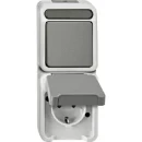 Merten Aquastar combinatie wandcontactdoos wissel opbouw grijs IP44 MTN3495-8029