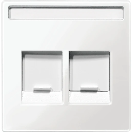 Merten Systeem M inzetplaat rj45 Modular-Jack Centraalplaat 2 connectoren Met label wit MTN4564-0319