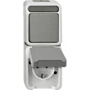Merten Aquastar combinatie wandcontactdoos wissel opbouw grijs IP44 MTN3495-8029