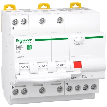 Schneider Electric RESI 9 aardlekautomaat 3P+N 16A 0.03A C16 R9D55716