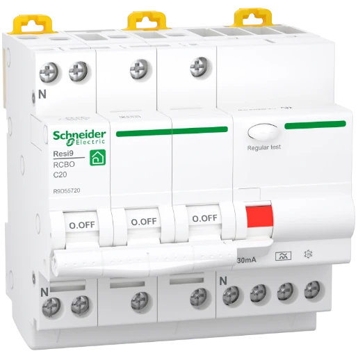 Schneider Electric RESI 9 aardlekautomaat 3P+N 20A 0.03A C20 R9D55720