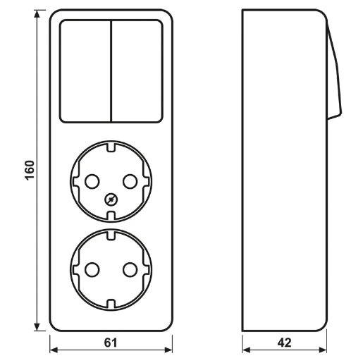 Jung AP 600 combinatie wandcontactdoos serie + ra opbouw Enkel drukcontact wit IP20 625A