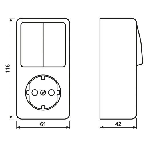 Jung AP 600 combinatie wandcontactdoos + ra opbouw wit IP20 675A