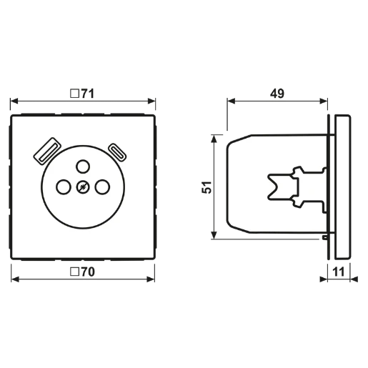 Jung LS range wandcontactdoos frans/belgisch systeem inbouw 16A 250V RA KV Glanzend wit RAL 9016 IP2X LS1520F-15CAWW