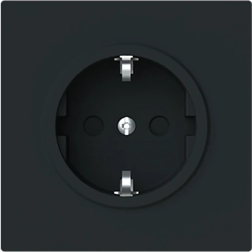 ABB Busch-Jaeger Art linear Wandcontactdoos Schuko inbouw 16A 250V RA Mat zwart RAL 9005 IP20 2CKA002013A5492
