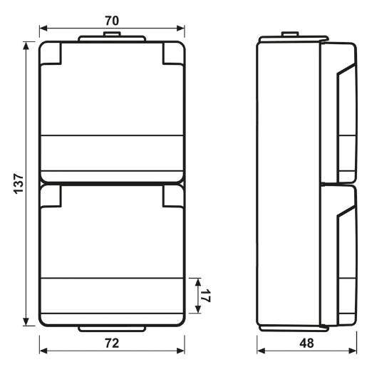 Jung WG 600 wandcontactdoos onderkast opbouw 16A 250V RA Glanzend grijs RAL 7035 IP44 622NAW