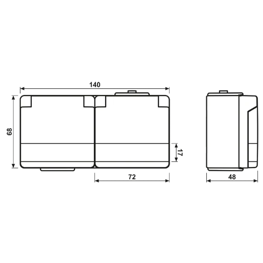 Jung WG 600 wandcontactdoos onderkast opbouw 16A 250V RA Glanzend grijs RAL 7035 IP44 622NAWW