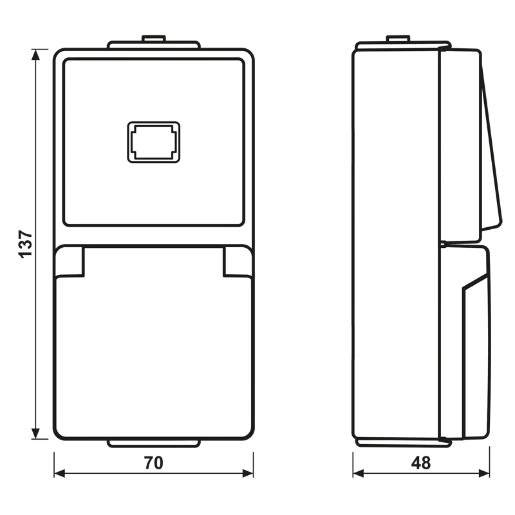 Jung WG 600 combinatie wandcontactdoos opbouw grijs IP44 671W