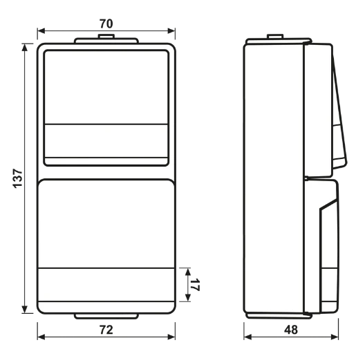 Jung WG 600 combinatie wandcontactdoos + ra + tekstveld wissel opbouw grijs IP44 676NAW