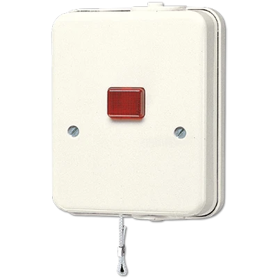 Jung AP 600 badkamer trekschakelaar opbouw 16AX wit RAL 1013 IP20 102KOZW