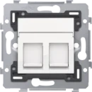 Niko RJ45-aansluitingen UTP cat 5E klaar voor PoE++ vlakke uitvoering Modular-Jack Basiselement 2 connectoren Zonder label wit 111-79252