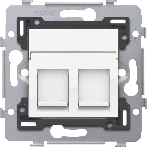 Niko RJ45-aansluitingen UTP cat 5E klaar voor PoE++ vlakke uitvoering Modular-Jack Basiselement 2 connectoren Zonder label wit 111-79252