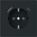 ABB Busch-Jaeger Art linear wandcontactdoos kv inbouw 16A 230V RA Mat zwart RAL 9005 IP20 2CKA002011A6322