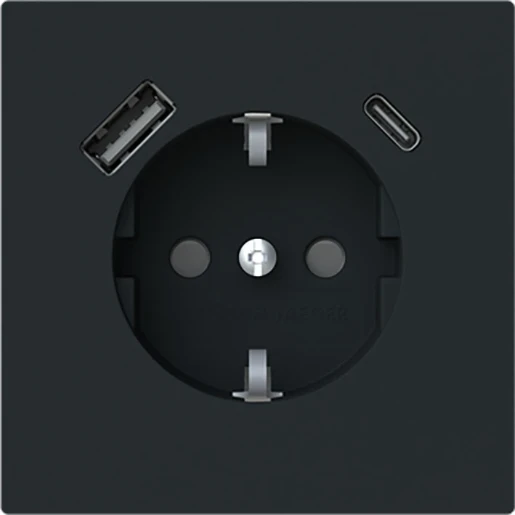 ABB Busch-Jaeger Art linear wandcontactdoos kv inbouw 16A 230V RA Mat zwart RAL 9005 IP20 2CKA002011A6322