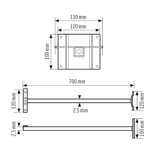 Esylux Basic Bevestiging muurbevestiging armatuur Staal 700x130x100mm Wit EL10810527