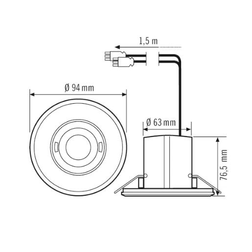 Esylux Flat Bewegingsmelder rond bewegingssensor inbouw 360° AC wit IP20 EP10427862