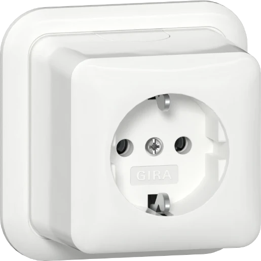 Gira wandcontactdoos schuko + k/p opbouw 16A 250V RA Glanzend wit RAL 9010 IP20 444011