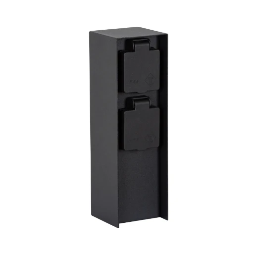 KS Verlichting Charge tuinstopcontact energiezuil 70x70mm 2 contactdozen Glanzend zwart IP44 7734