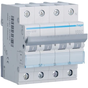 Hager MBN Installatieautomaat (nul) B25 B karakteristiek 25A 3P+N 4TE MBN625E