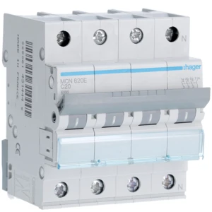 Hager MCN Installatieautomaat (nul) C20 C karakteristiek 20A 3P+N 4TE MCN620E