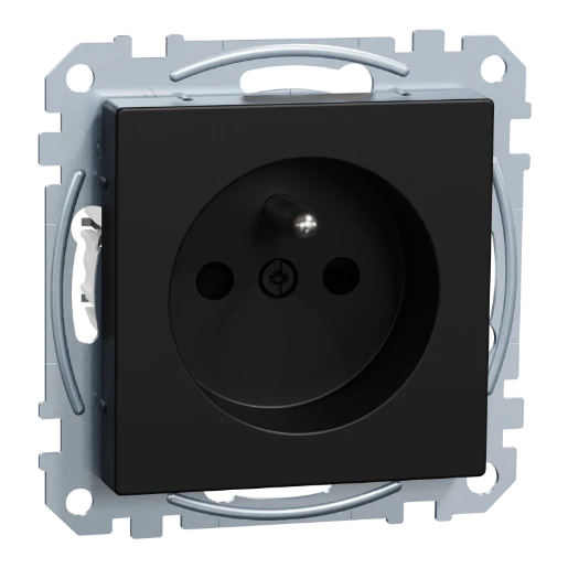 Merten Systeem M wandcontactdoos gerecycled kunststof inbouw 16A 250V RA KV Mat zwart RAL 9005 IP20 MEG2500-0403