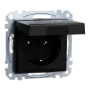 Merten Systeem M wandcontactdoos gerecycled kunststof inbouw 16A 250V RA Mat zwart RAL 9005 IP20 MEG2311-0403