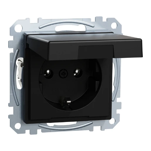 Merten Systeem M wandcontactdoos gerecycled kunststof inbouw 16A 250V RA Mat zwart RAL 9005 IP20 MEG2311-0403