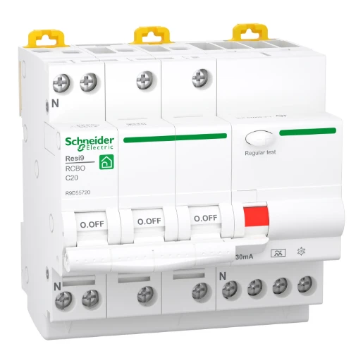 Schneider Electric RESI 9 aardlekautomaat 3P+N 20A 0.03A C20 R9D55720