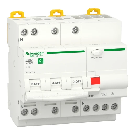 Schneider Electric RESI 9 aardlekautomaat 3P+N 16A 0.03A B16 R9D54716