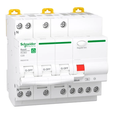 Schneider Electric RESI 9 aardlekautomaat 3P+N 20A 0.03A C20 R9D55720