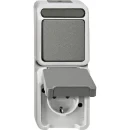 Merten Aquastar Combi wisselschakelaar en WCD Opbouw Grijs