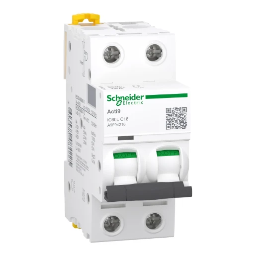 Schneider Electric Acti9 Installatieautomaat C16 C karakteristiek 16A 2P 2TE A9F94216