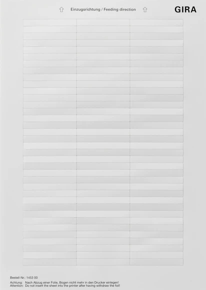 Opschriften voor programmeerbare schakelaar huish. Installaties Gira Non-Design