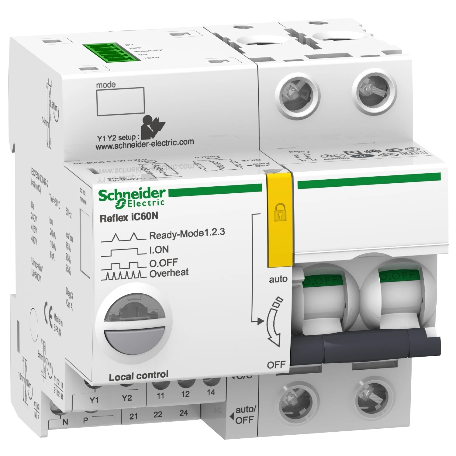 Miniature circuit breaker (MCB) with auxiliary device Schneider Reflex iC60