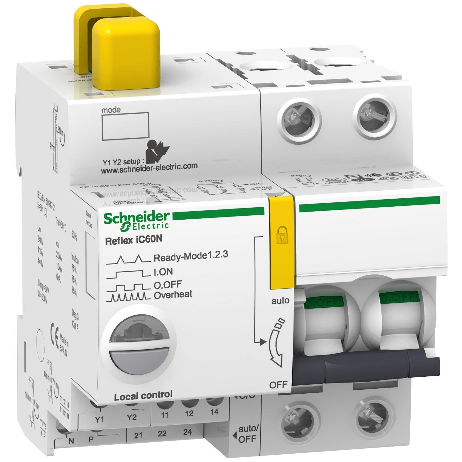 Miniature circuit breaker (MCB) with auxiliary device Schneider Reflex iC60